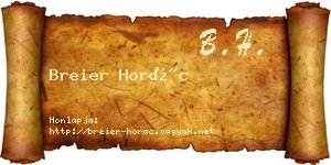 Breier Horác névjegykártya